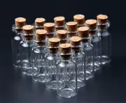 Set Of 20 Vintage 2ml 16x35mm Tiny Empty Small Clear Cork Glass Bottles