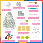 26 Pcs Kids Cooking and Baking Set Complete Chef Kit with Unicorn Apron Cawpf