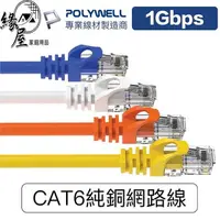 在飛比找樂天市場購物網優惠-POLYWELL CAT6 高速網路線【緣屋百貨】天天出貨 