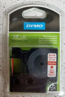 DYMO D1 LABEL CASSETTE TAPE Red/White 1/2" X 23'