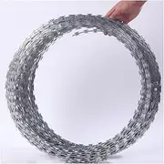 Razor Wire Barbed Wire Razor Barbed Wire, Ribbon Barbed Stainless Steel Spiral Fence Roll, Farm Fence Outdoor Garden Protection Boundary Net, Easy to Bend