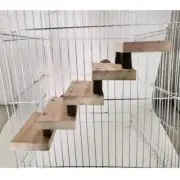 Pet Bird Parrots Wooden Ladder Toy Climbing Stairs Hamster Cage Perches Platform