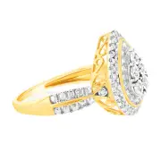 Luminesce Lab Grown 9ct Yellow Gold Pear Shaped Ring in 56 Brilliant Cut Diamonds, M