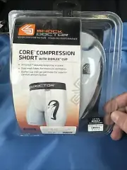 Shock Doctor Core Double Compression Shorts with BioFlex Athletic Cup White Sz S
