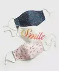 GAP Comfort Contour Face Masks Smile & Floral NEW 100% Cotton 3 Pack Adjustable