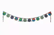 3.3M Round Handmade Indian Vintage Printed Cotton Fabric Flag Bunting -12 flags