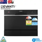 Devanti Benchtop Dishwasher 6 Place Setting 7 Program LED Compact Portable Black