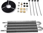 Transmission Oil Cooler,Car 4 Row Remote Transmission Oil Cooler Kit Auto Manual Radiator Converter High Brightness Long Service Life Premium Aluminum Alloy Universal Fitment