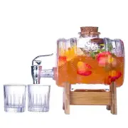 Barrel Whiskey Decanter Set 2 Glasses Custom Stand Stainless Steel Dispenser NEW