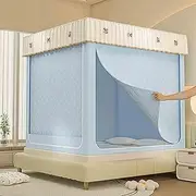 Insulation Bed Tent Winter, Indoor Privacy Warm Tent, Soundproof Windproof and Cold Proof, Blackout Bed Tent Full Size, Autism Tent for Bed for Kids and Adults(Blue,Width 180cm x Length 200cm)