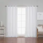 White Tulle Grommet Overlay Blackout Curtain - 52 in. W x 96 in. L (Set of 2)