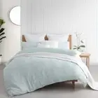 LOGAN & MASON AUSTRALIA PLATINUM PENELOPE SEAFOAM TEXTURED QUILT COVER SET KING