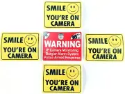 Smile Security Cameras In Use Stickers Decals Alarm signs For Home Store Windows