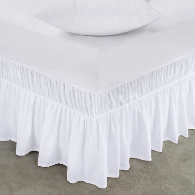 Utopia Bedding Queen Elastic Bed Ruffle - Easy Wrap Around Queen, White