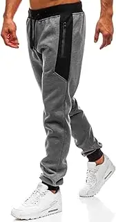 [Generic] Thrill Sweatpants Color Pocket Sports Zipper Matching Pants Solid Trousers Men's Casual Color Men's Pants Fluff Yeah Slide