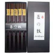 Japanese 5 Pair Lucky Cat Maneki Neko Gold Wooden Chopsticks Gift Set S-4510