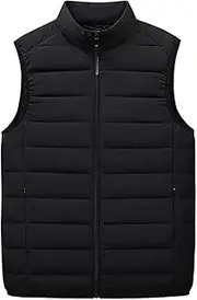 [Habrur] Puffer Vest Sleeveless Warmer Gilet Men's Jacket Warm Packable Quilted Vest Outerwear Down Vest Jacket