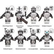 8 Pcs TV and Film Series Clone Cavalry Wolf Group Heavy Mounted Soldier Driver Assembly Building Block Man's Bag for halloween gift