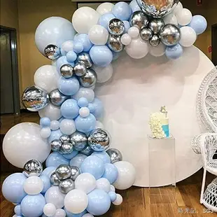 ♈氣球佈置 生日氣球組 馬卡龍藍蘭色氣球鏈套裝婚禮生日派對開業現場裝飾布置拱門氣球