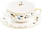 Flower Bee Tea Cups and Saucers, Coffee Bone China Mug 1 Set (1 Cup and 1Plate)
