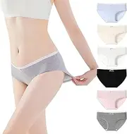 [Erlemetes] Women's Cotton Underwear Hipster Panties Low Rise Seamless Briefs Soft Strench Breathable Bikini Panty 6 Pack