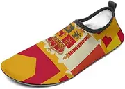 [BTCOWZRV] Water Shoes for Women Men Spanish Flag Pattern Water Sports Shoes Slip-on Breathable Lightweight Athletic Aqua Sock
