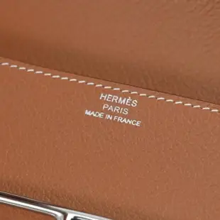 【Hermes 愛馬仕】Roulis 簡約金屬LOGO山羊皮翻蓋短夾腰掛小廢包(黑 無附背帶)