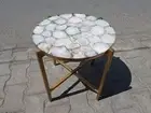 Round Shape Sofa Center Table Natural White Agate Coffee Table Handmade Counter