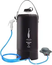 AFISHTOUR Portable Camping Shower Bag - 20L/5 Gallons Solar Shower Water Bag with Foot Pump, Hose and Shower Head - Camp Shower for Camping, Beach, Swimming, Hiking, Outdoor Trips (Pink)