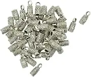 [kowaku] 50 Pcs Bell Shape Pearl Leather Cord End Tube Stopper Jewelry Findings