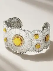 [Buccellati] Buccellati - Blossoms Daisy Sterling Silver And Gold Vermeil, Agatha And Diamond Cuff - S S Silver