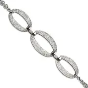 [JewelryWeb] Stainless Steel Laser cut Fancy Lobster Closure Polished-Laser-Cut With 1 Centimeters Ext. Bracelet 18 Centimeters Link-Bracelet for Women
