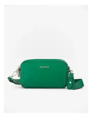 [Madison Accessories] Maddie Double Zip Camera Crossbody Bag With Wide Strap in Green