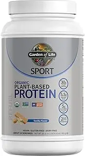 Garden Of Life Sport Organic Plant-Based Protein - BCAA Amino Acid Protein Powder, Vanilla 28.4oz (1lb 12oz / 806g) Powder