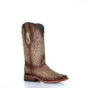 Corral Ladies Saddle Overlay & Embroidery Square Toe Boots C3772