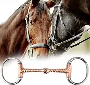 TOPINCN Horse Ring Snaffle Horse Chew Stainless Steel Eggbutt Bit Copper Corkscrew Mouth French Link Loose Ring Copper Snaffle