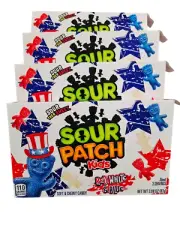 SOUR PATCH KIDS Red, White & Blue Soft & Chewy Candy, 3.08 OZ x4 boxes