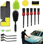 Car Detailing Brush Set | 15X Cleaning Towel Car Interior Exterior Tool,Wax Applicator Pads Included Professional Auto Care Set for Motorcycle, Caravan