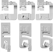 Abizarch 6Pcs Hemming Foot Kit Metal Sew Rolled Hem Presser Foot Set 4/8inch 6/8inch 8/8inch Wide Rolled Hem Foot 3mm 4mm 6mm Sewing Machine Narrow Hemmer Foot for Household Sewing Machine(Silver)