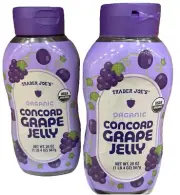 2 Packs Trader Joe's Squeezable Organic Concord Grape Jelly 20oz ea BB 12/2026