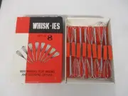 8 VINTAGE "WHISK-IES" MINI WHISKS BAR SWIZZLE STIR STICKS ~ MIB