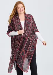 [Taking Shape] Taking Shape Tribal Patchwork Cape in Multi, Viscose - Women's Accessories Multi