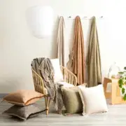 Premium & Luxury Surrey Chevron Cotton Throw Natural