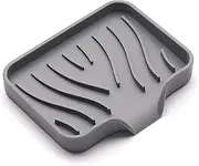 Berglander Silicone Bathroom Soap Dishes, with Drain Spout, Bathroom and Kitchen Sink Organizer, Sponge Holder, Dish Soap Tray for Dispenser,Scrubber,Bottle on Sink or Counter (Gray)