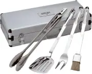 All-Clad T147 Stainless Steel Tongs Spatula Fork BBQ Tools Set, 4-Piece