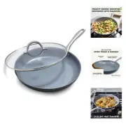 Lima Ceramic Hard Anodized 12" Frying Pan Skillet with Lid, PFAS/PFOA-Free No...