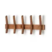 Coat Rack 9.5 " H X 24 " W, Walnut Mid-Century Solid Wood W/ 5-Hooks
