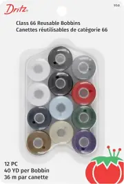 950 Bobbins, Class 66, Plastic Pre-Filled, Basic Colors (12-Count) , White