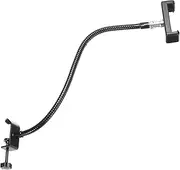 uxcell 18.5" Gooseneck Desk Mic Stand, Flexible Arm Desktop Microphone Stand with Clip, 3/8" to 5/8" Phone Clip for Singing Speech, Black