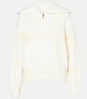 [Bogner] Bogner Elana jacquard wool-blend half-zip sweater AU 14 white